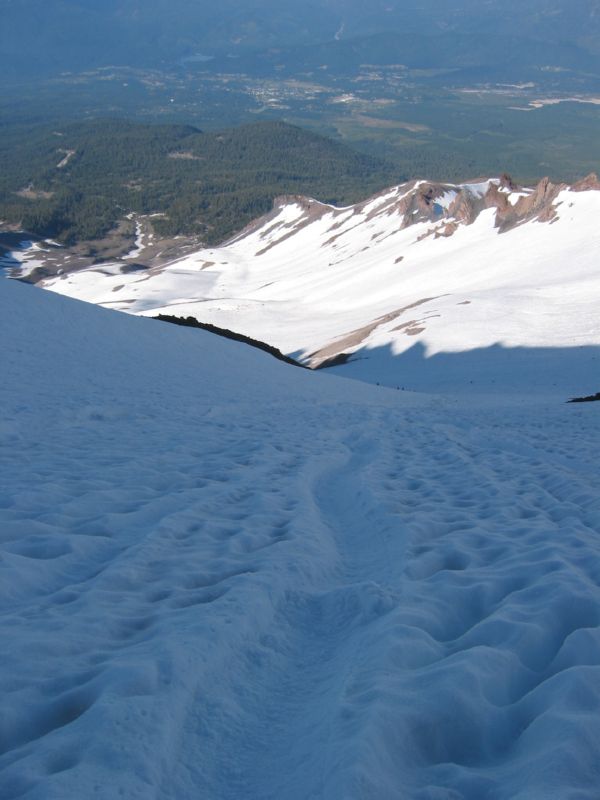 Shasta 27 - Back down Avalanche Gulch around 8am